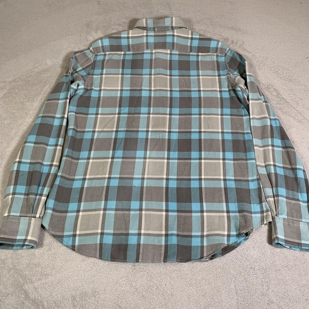 Polo Ralph Lauren Shirt Womens L Gray Blue Plaid Flannel Long Sleeve 2 Pockets - Picture 11 of 12